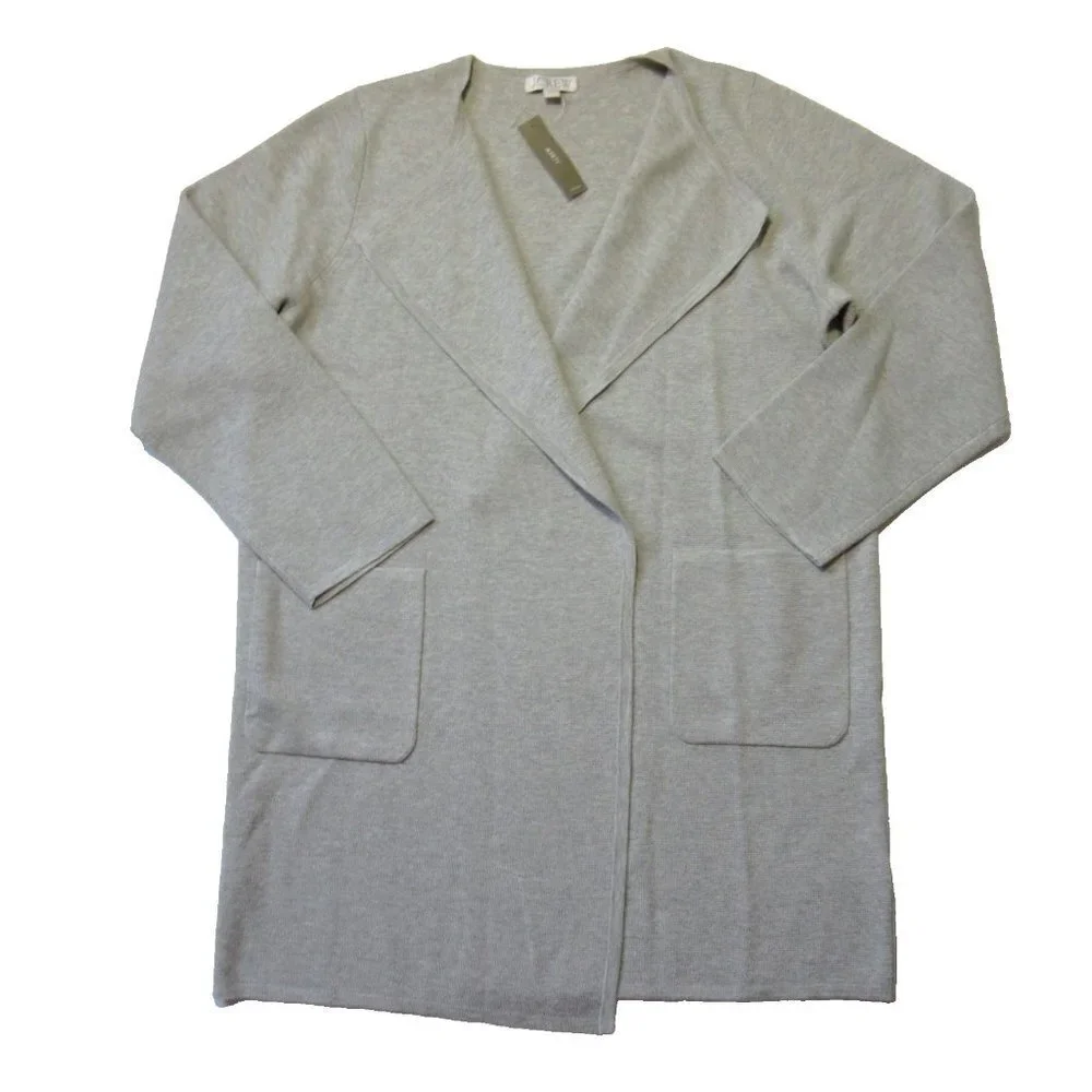 NWT J.Crew Juliette in Heather Dove Gray Collarless Open Sweater Blazer L